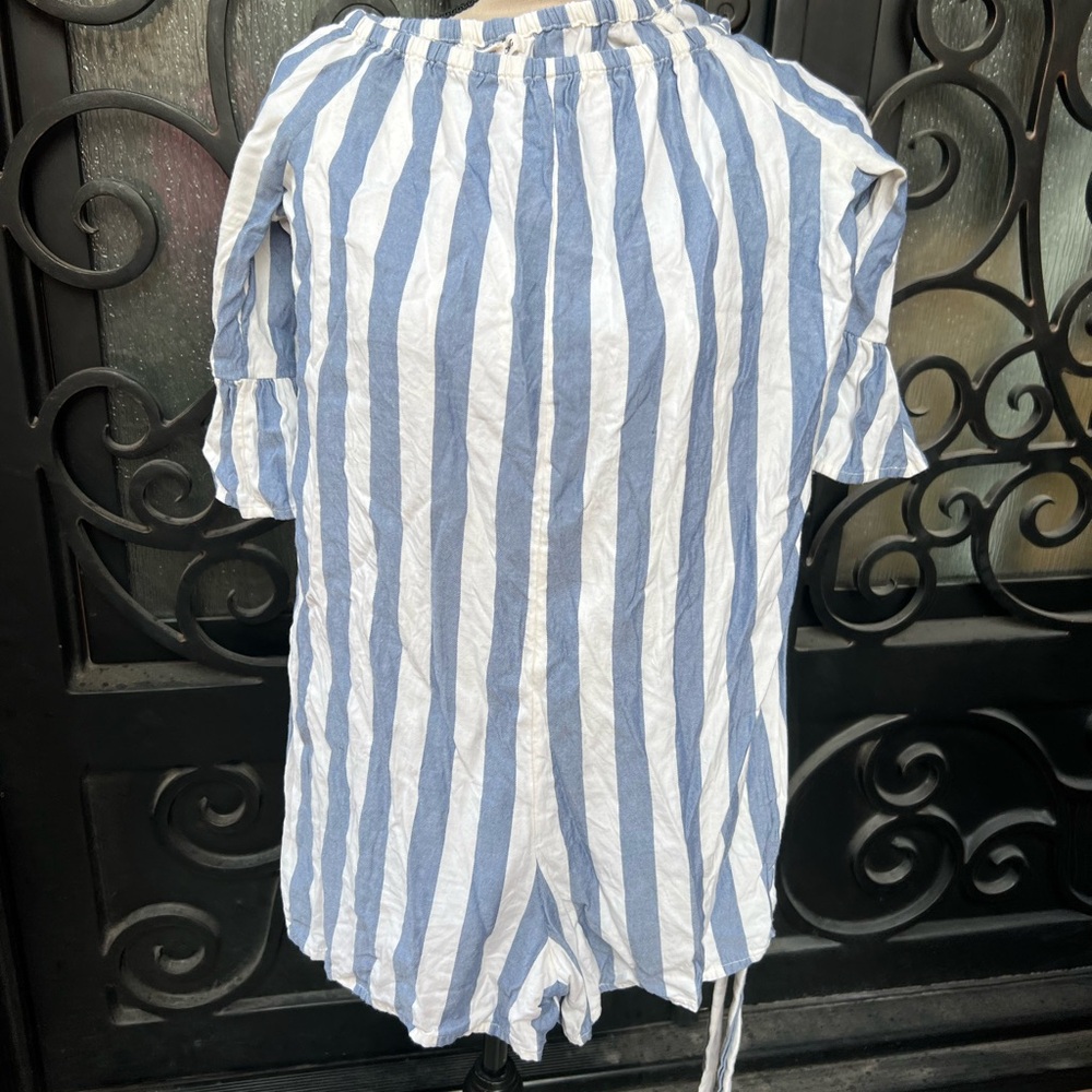 Blue and White Striped Romper made by billabong size large